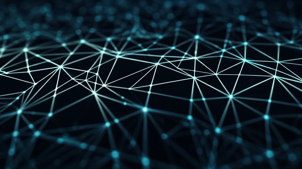 A close-up, macro lens shot, 80mm, of intricate data patterns visualized as glowing neural network connections on a dark background, high detail, precise focusing, representing the complexity of machine learning algorithms in healthcare.