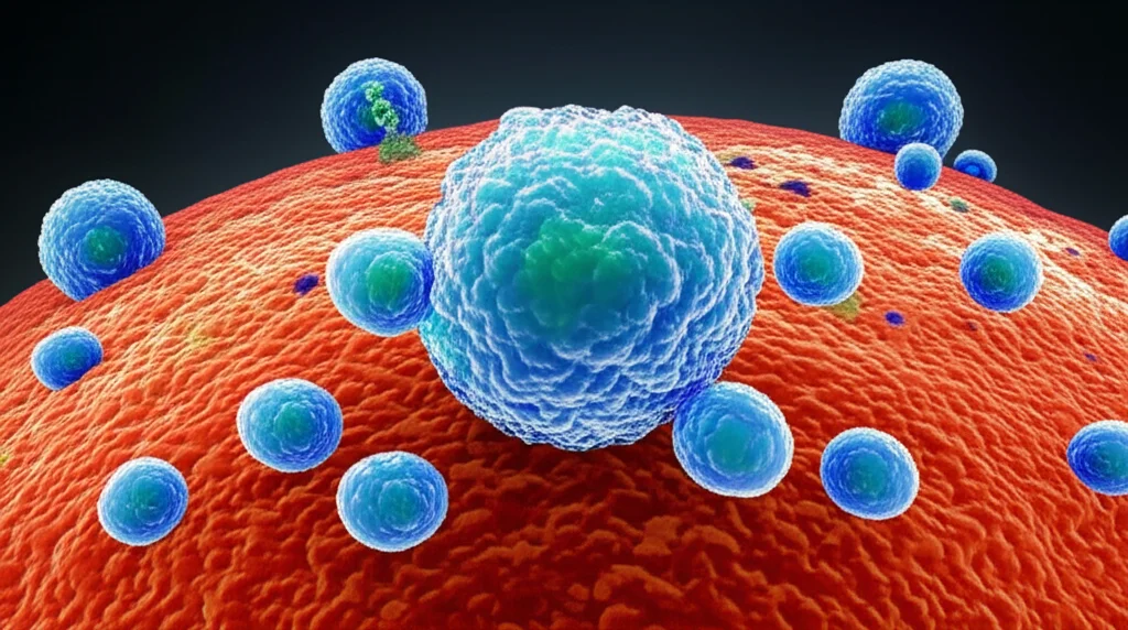 Macro lens, 60mm, precise focusing: A scientific representation of exosomes budding from a cell membrane, highlighting their role as tiny vesicles carrying molecular cargo.
