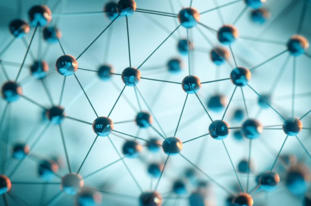 Abstract visualization showing interconnected nodes representing preferences and values, illustrating the concept of user modeling. The image uses a macro lens and controlled lighting for high detail.