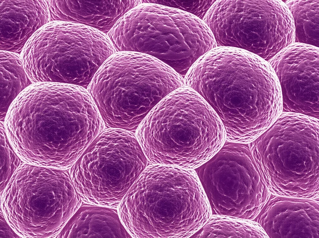 Macro lens shot of enlarged fat cells under controlled lighting, high detail, precise focusing.