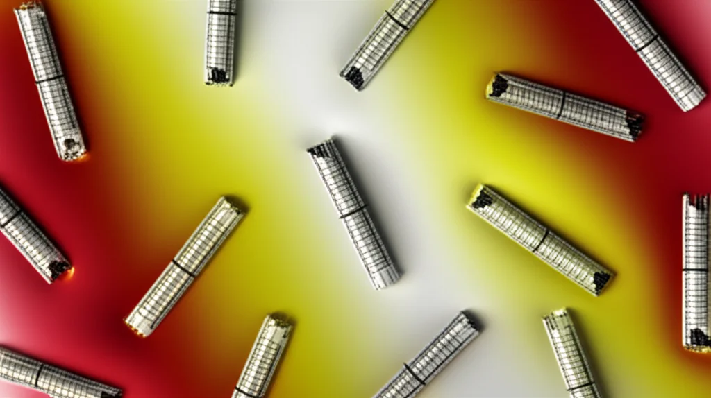 Photorealistic image of microscopic zinc tube micromotors propelling through a fluid, showing a chemical gradient effect. Macro lens, 100mm, high detail, controlled lighting.