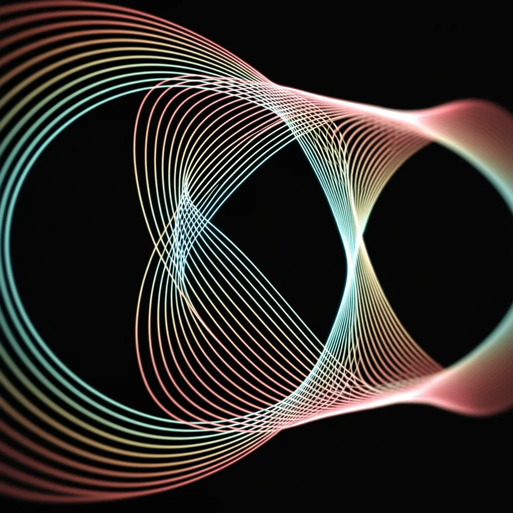 Abstract visualization of Wannier charge centers evolving, forming a Wilson loop, with glowing lines on a dark background, wide-angle, 15mm, sharp focus, representing topological invariant calculation.