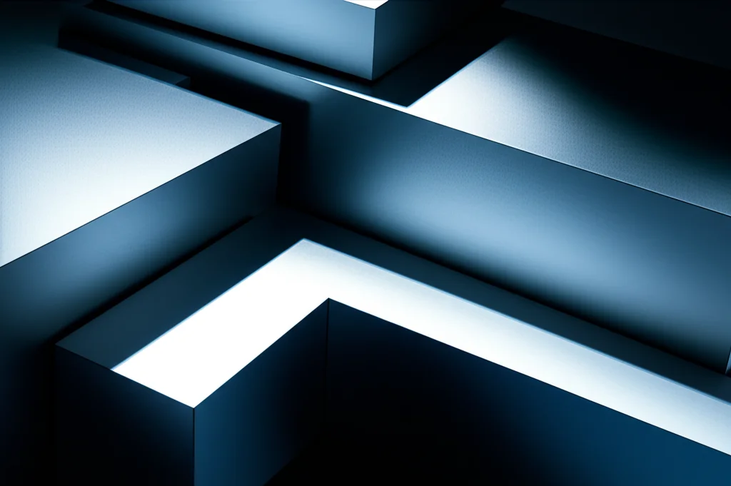 Photorealistic image representing hidden information or strategy, using abstract geometric shapes and contrasting light and shadow, 100mm macro lens, high detail, controlled lighting.