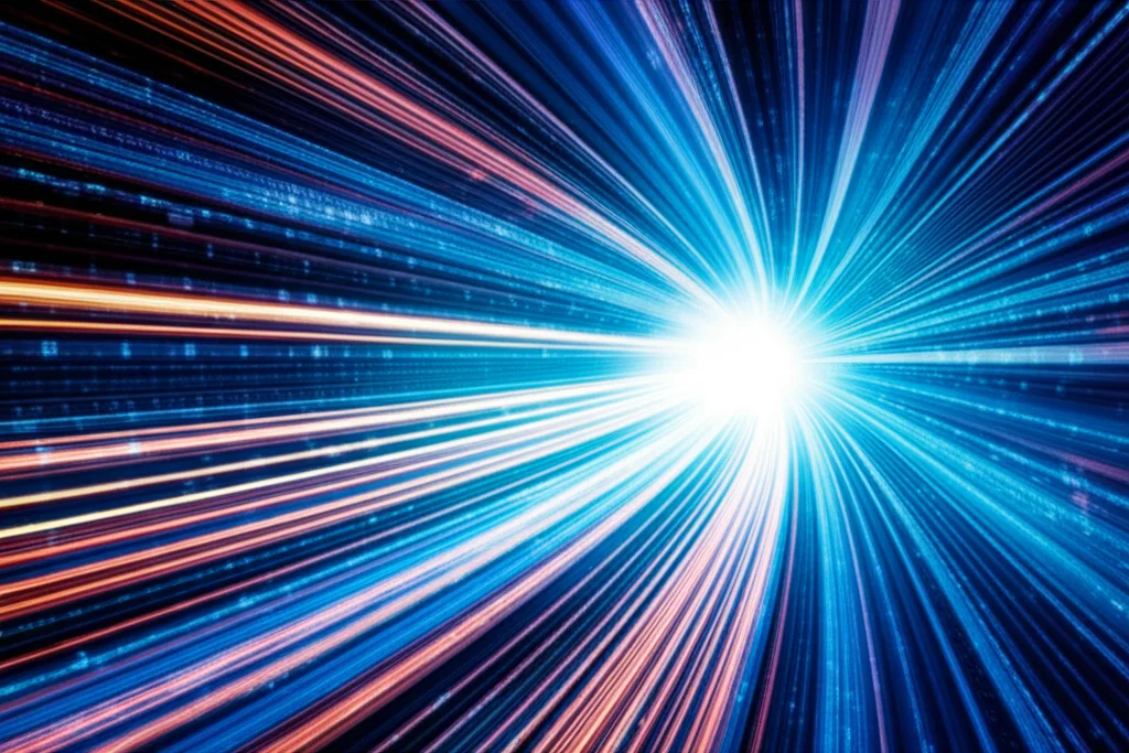 A photorealistic, abstract representation of data streams flowing through a secure, glowing tunnel, symbolizing data protection and privacy. Wide-angle lens, 15mm, long exposure to create smooth light trails, sharp focus on the tunnel entrance.